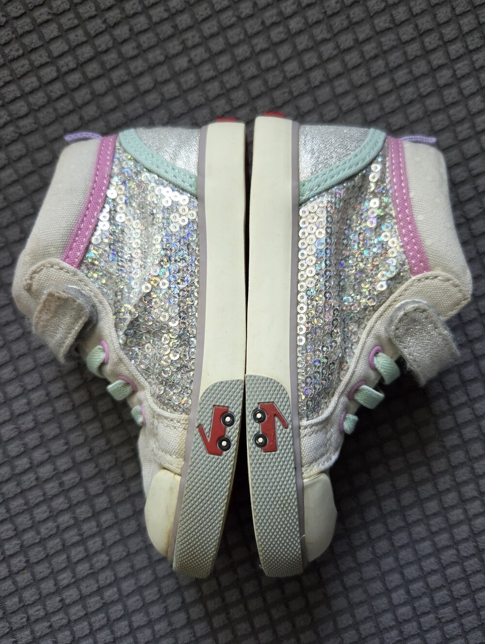 See Kai Run Peyton Sequin Mid-Top Sneakers with Pastel Accents Size 7 Toddler
